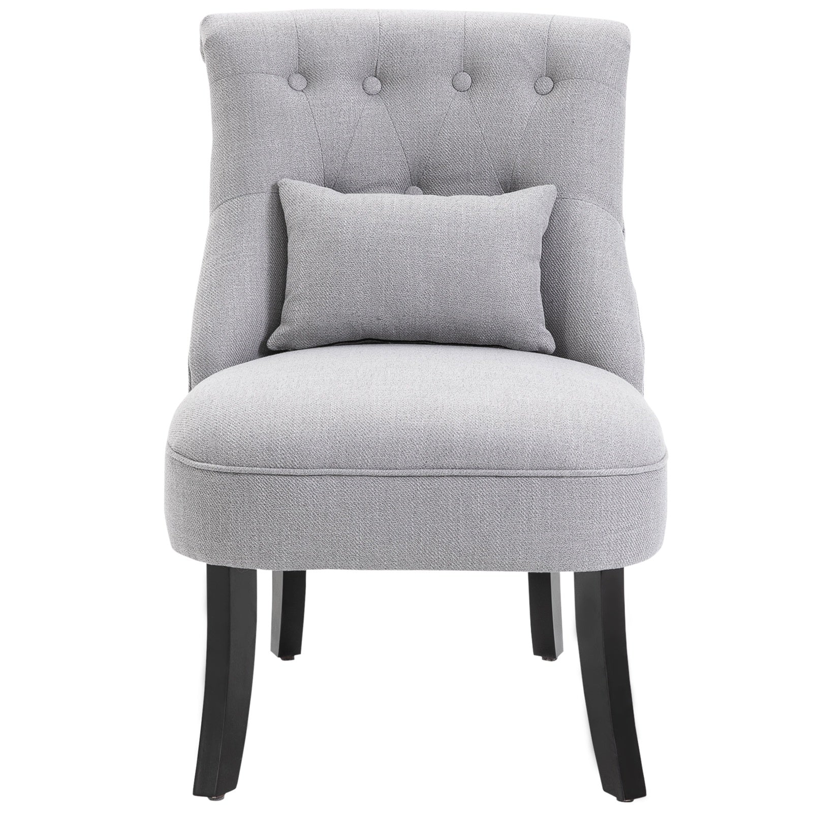 Easycomfort Poltrona per Salotto Imbottita with Cuscino e Piedini Antiscivolo, Poltrona D'Arredo in Tessuto Effetto Lino e Legno, 52.5x69x77 cm, Grigio