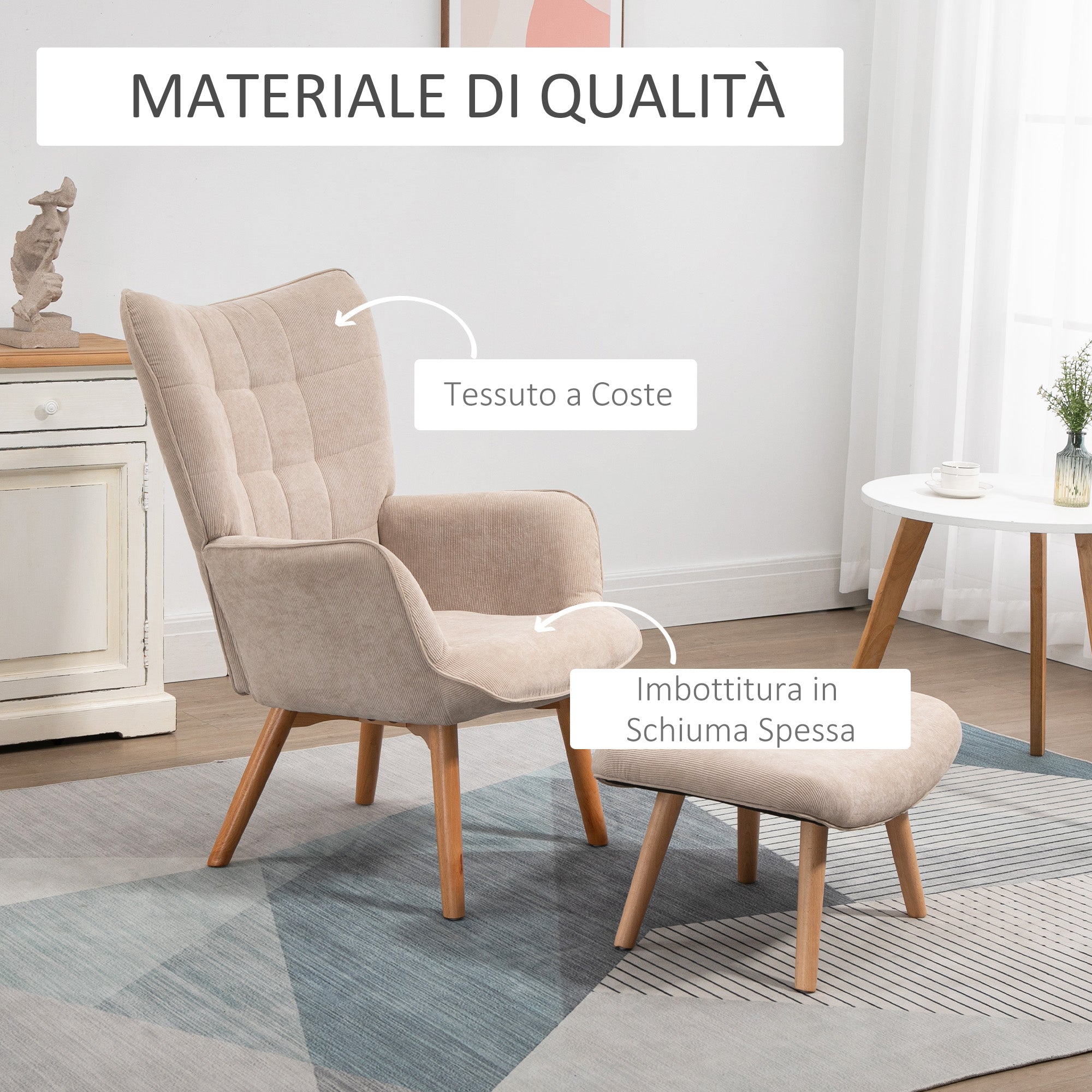 EasyComfort Poltrona Relax relaxfauteuil met poef, beige
