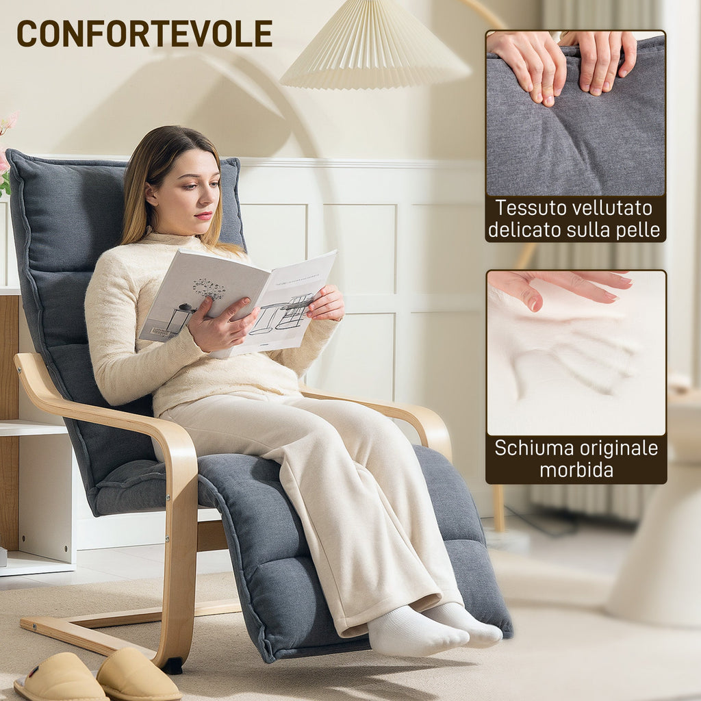 EasyComfort Poltrona Relax in Legno fauteuil, donkergrijs