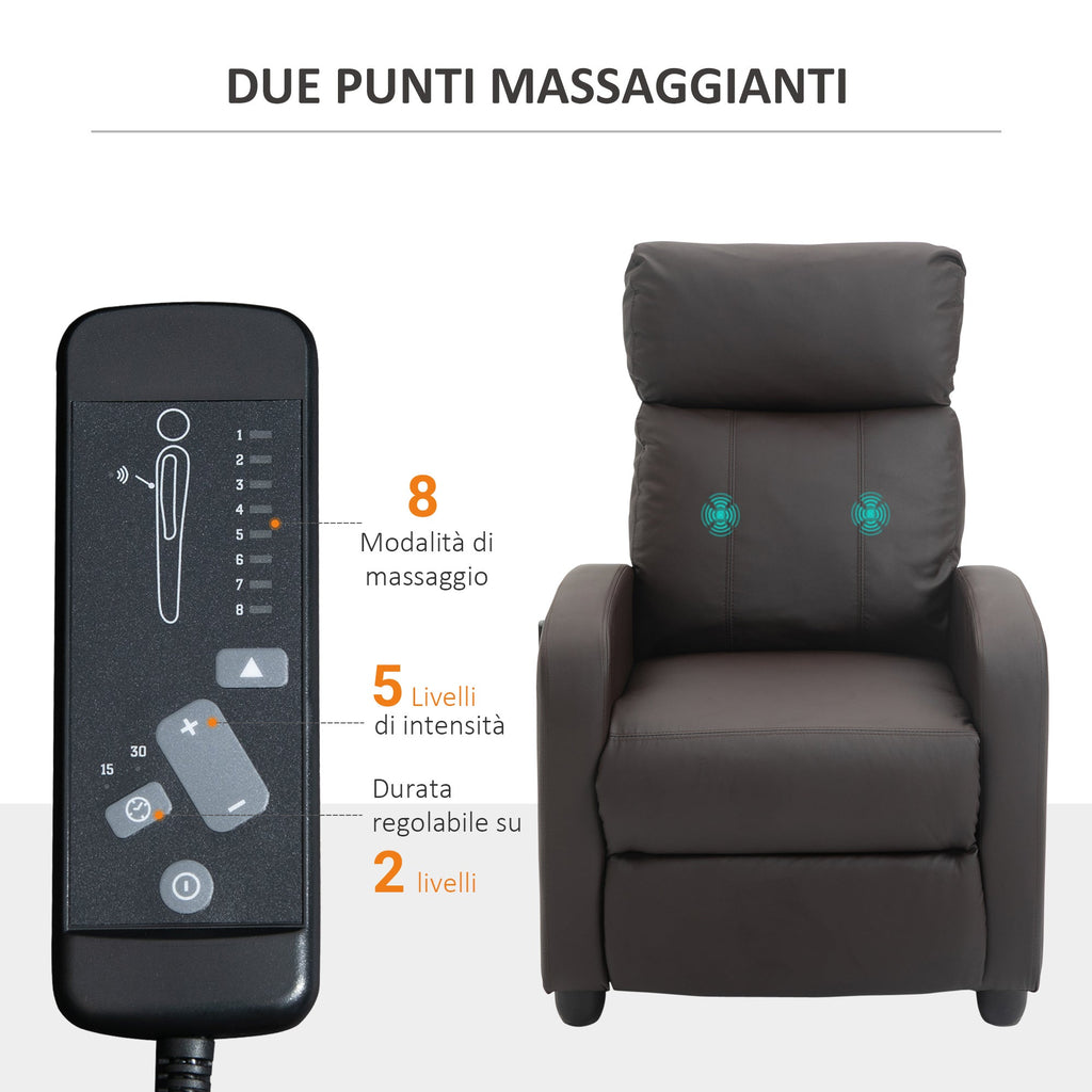 EasyComfort Poltrona Relax Massaggiante — Relaxfauteuil met 8 massagestanden, bruin