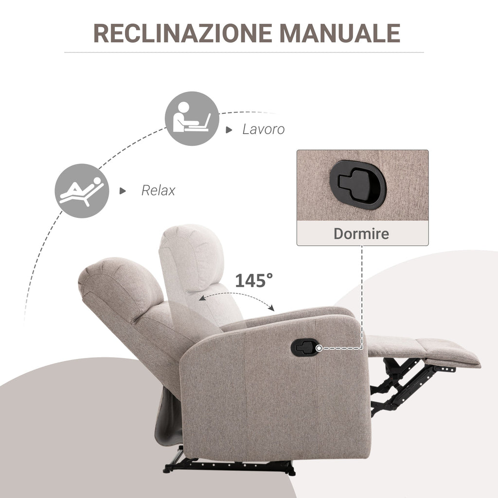 EasyComfort Poltrona Relax Reclinabile fino a 168° with Poggiapiedi, 67x83x107 cm, Grigia