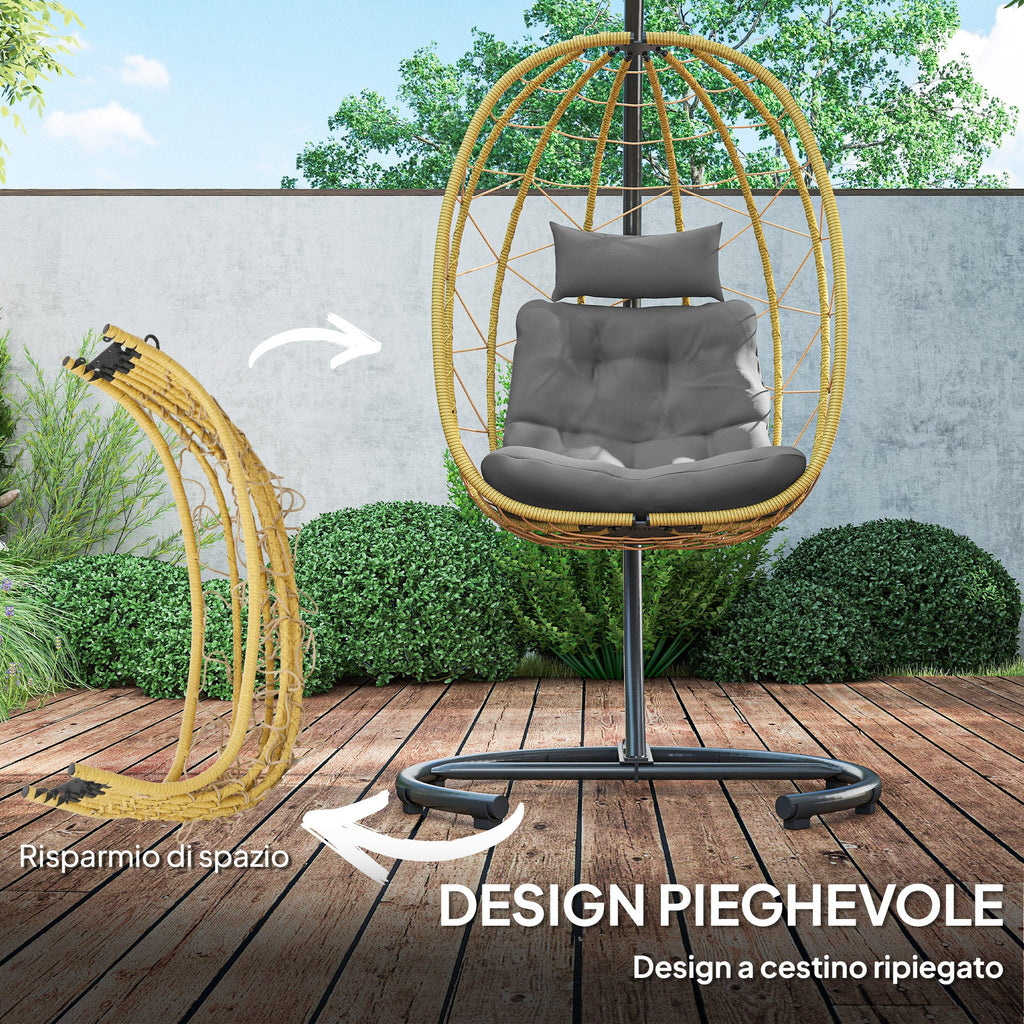 EasyComfort Hangstoel opvouwbaar met kussen 102x102x195 cm