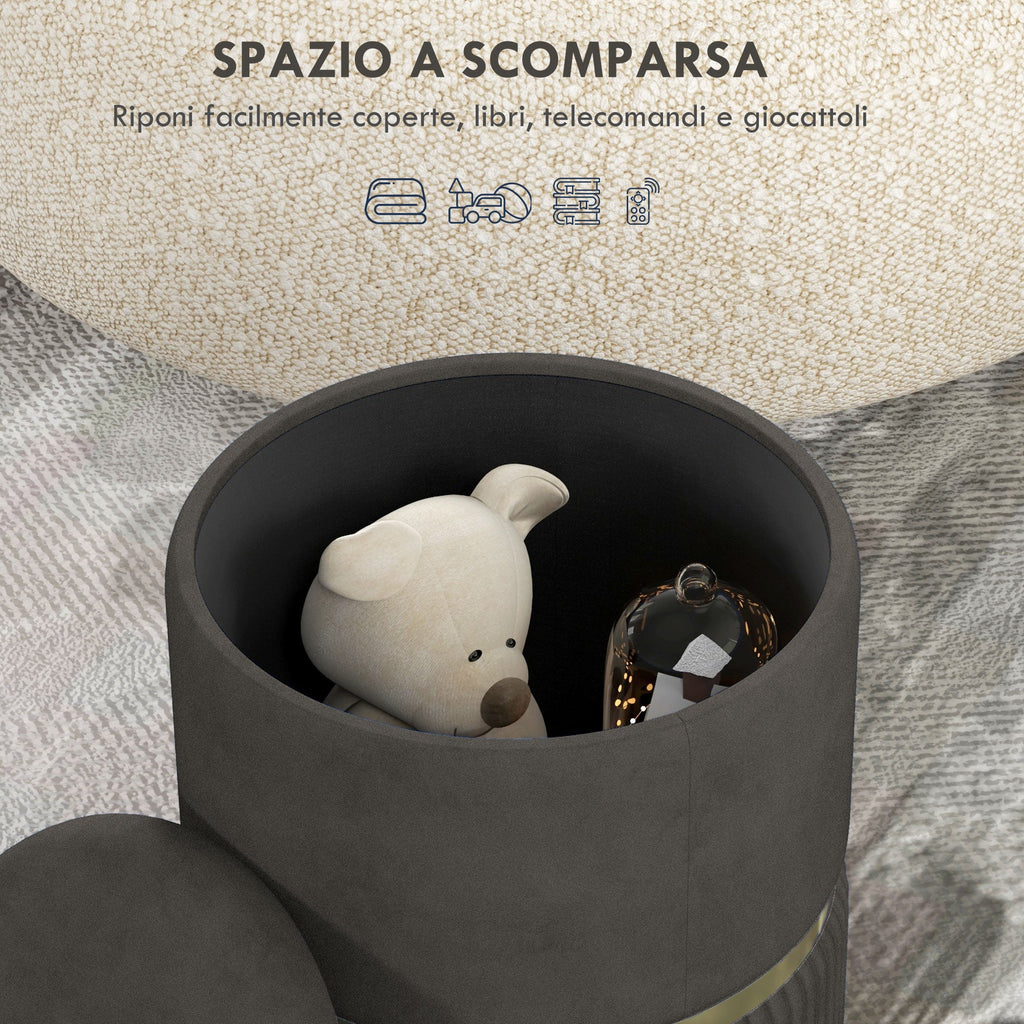 EasyComfort Pouf Contenitore 120 kg max per Soggiorno, Ingresso e Camera, in Poliestere, 36x36x44 cm, Grigio