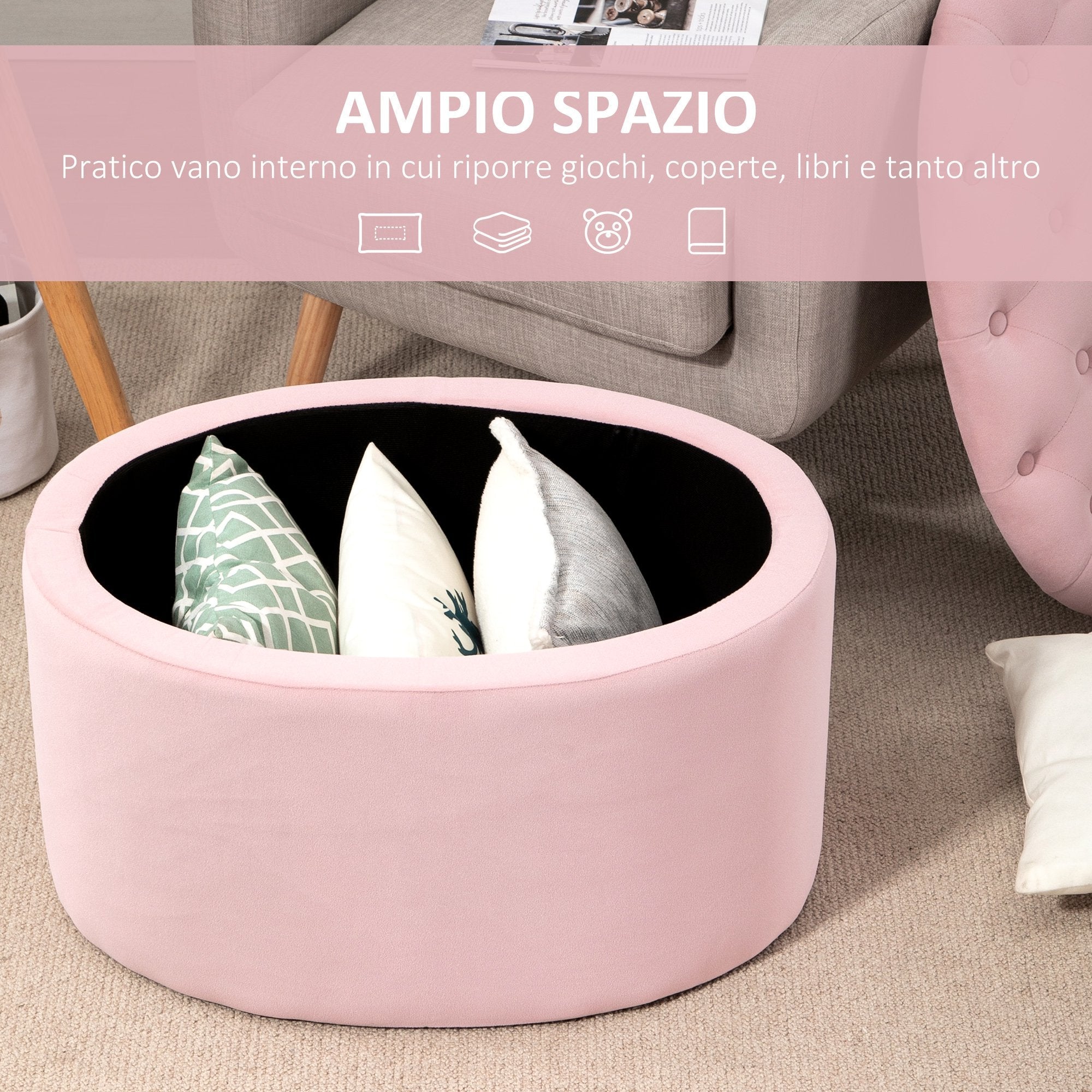 EasyComfort Poef Opbergpoef Ovaal 71x52x42 cm Roze