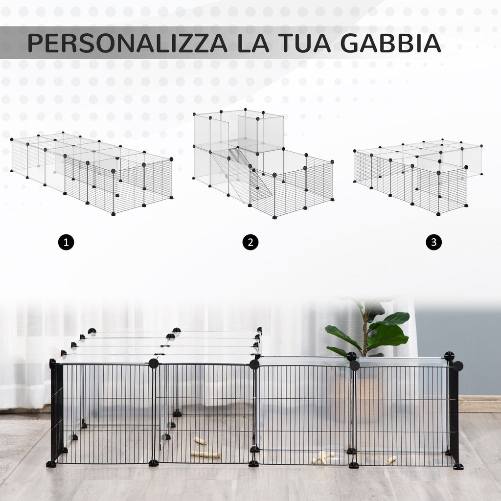 EasyComfort Modulaire dierenren 140x70x70 cm, 21 PP-panelen + 6 stalen panelen