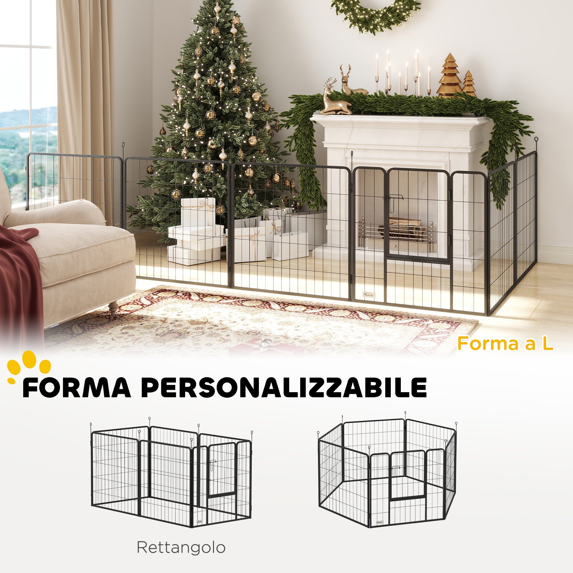 EasyComfort 6-panel hondenren vouwbaar staal 80 cm