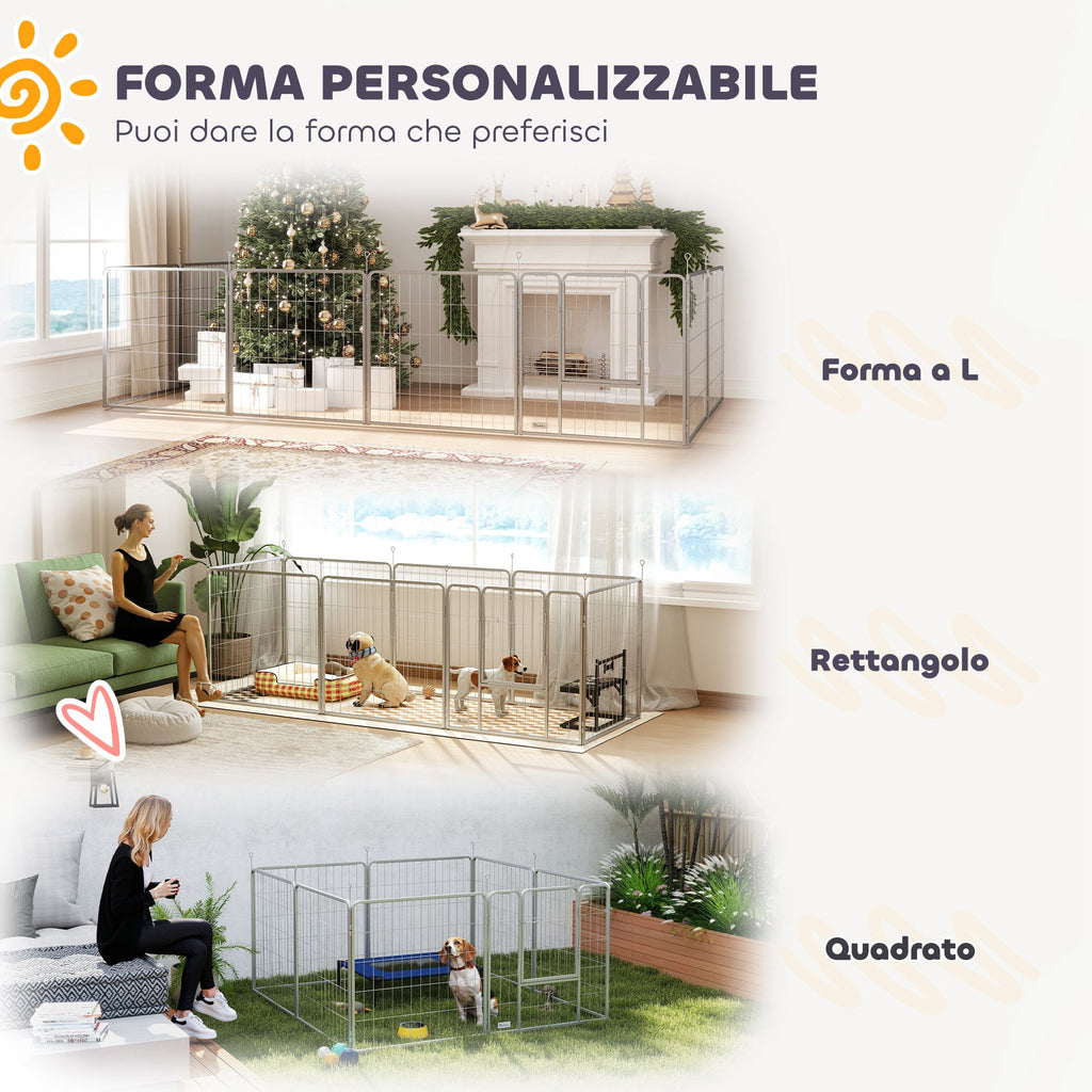 EasyComfort Hondenren 8 panelen inklapbaar, 80 cm