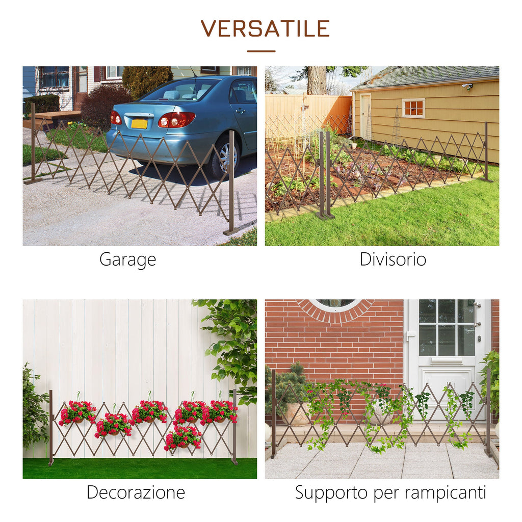 EasyComfort Recinzione per Giardino a Larghezza Regolabile, in Metallo e Alluminio, 300x31x103.5 cm, Marrone Scuro