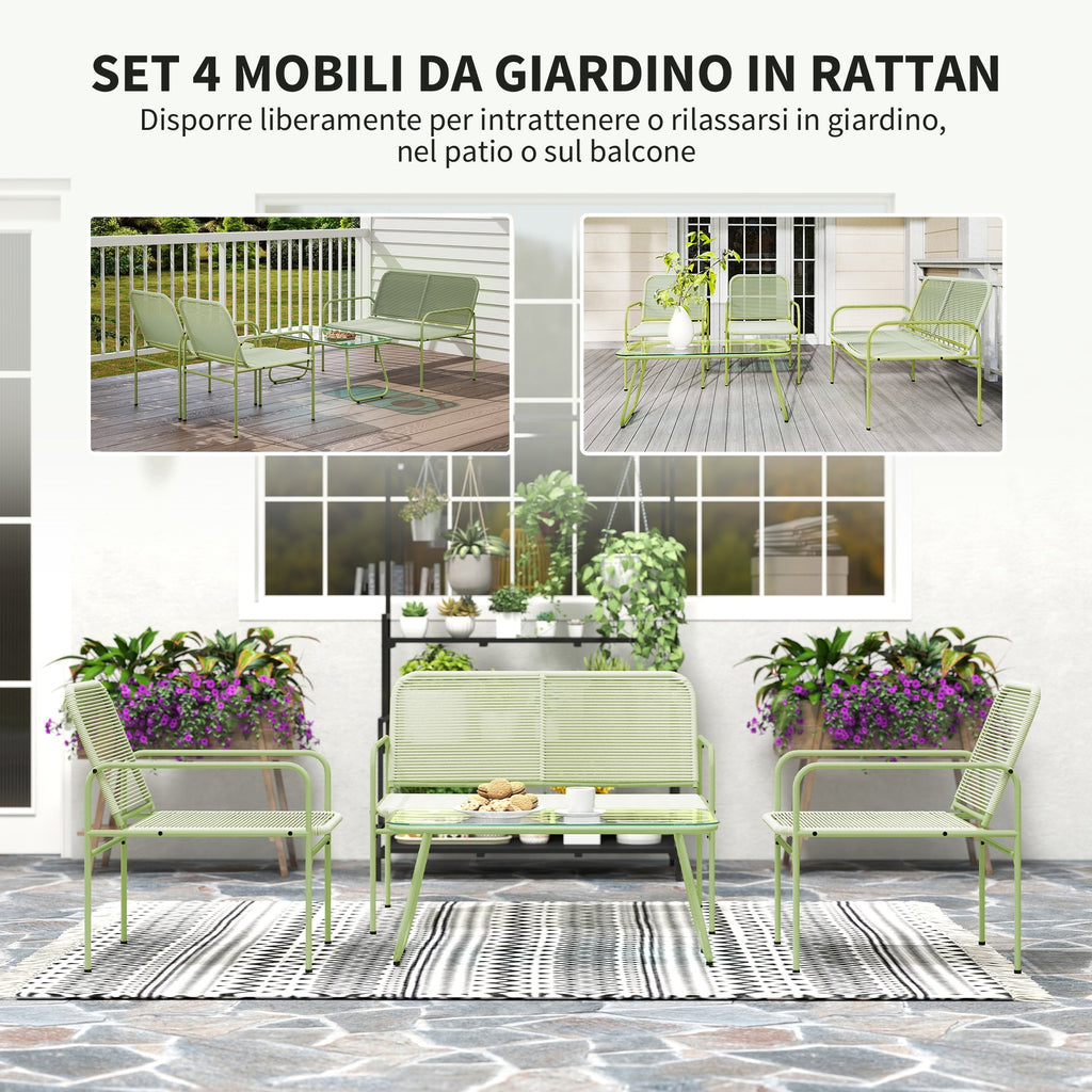 EasyComfort Salotto tuinlounge rattan 4-zits groen
