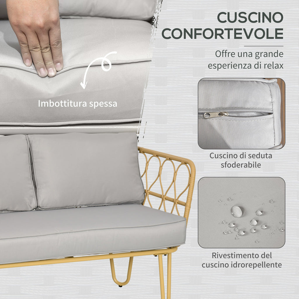 EasyComfort Boho loungeset 2-zits met 2 fauteuils en salontafel