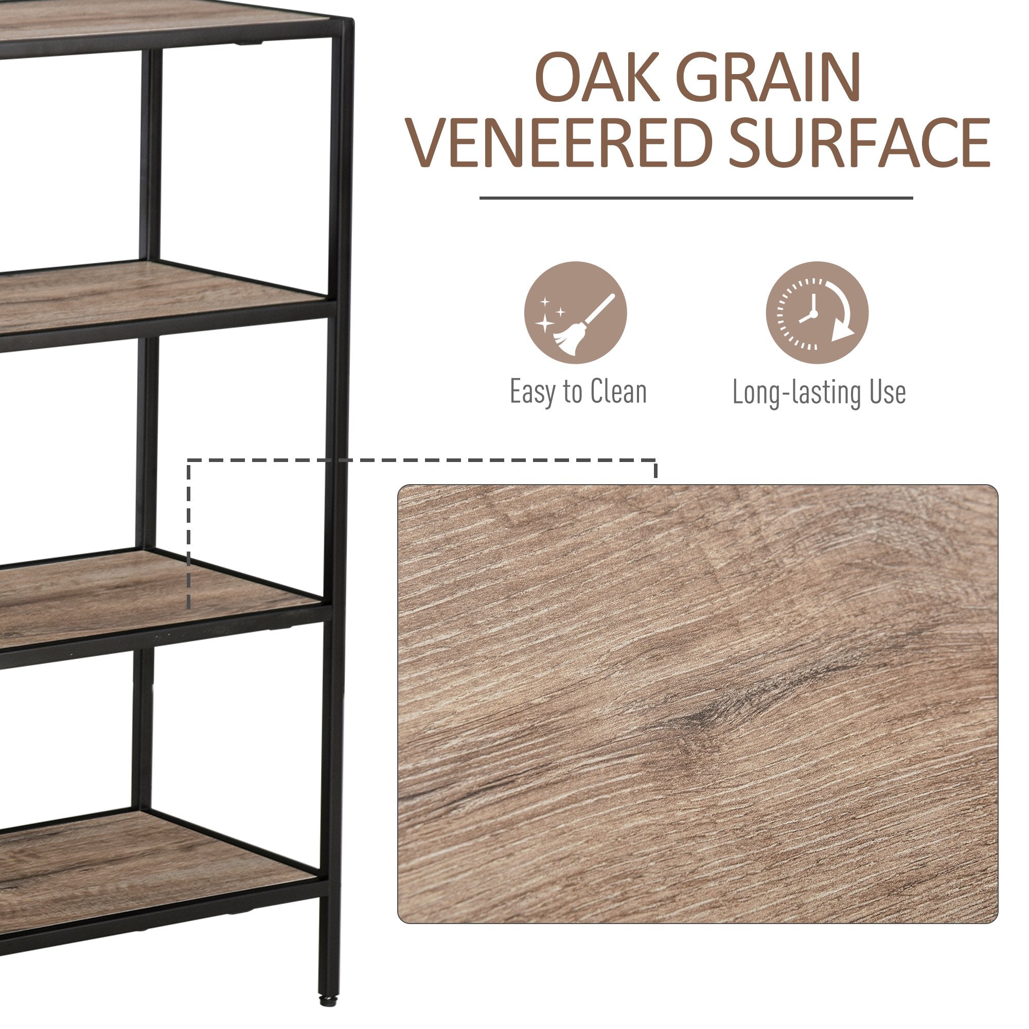 Easycomfort Scaffale Libreria Asimmetrica in Stile Industriale, in Legno e Metallo black, 120x32x95cm