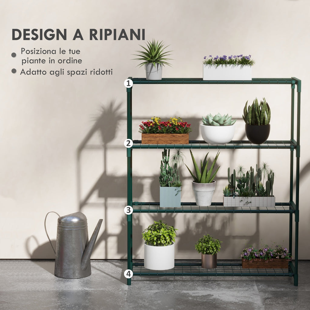 EasyComfort Plantenrek 4 niveaus, staal, 89x28x107 cm, groen