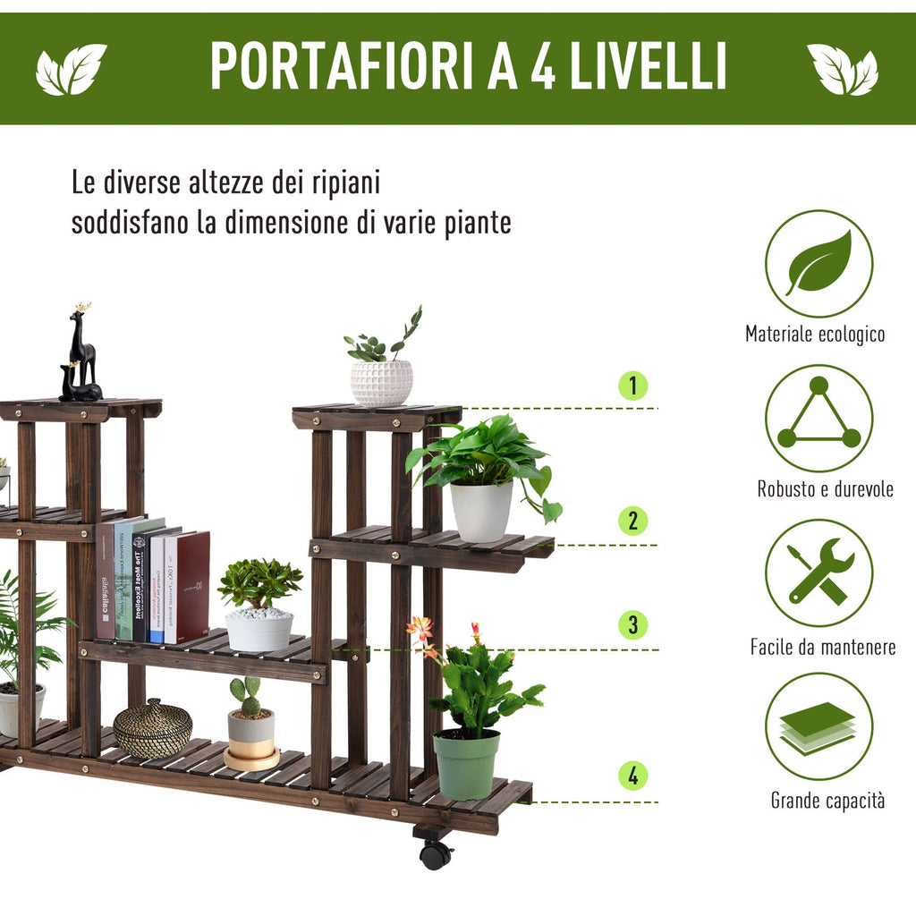 EasyComfort 4-niveaus plantenrek 123.5 x 33 x 80 cm