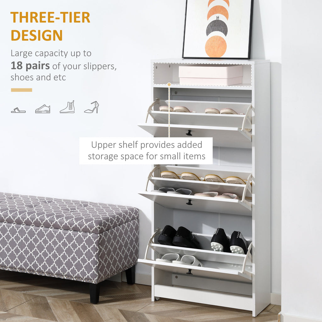 EasyComfort Scarpiera 3 Scompartimenti (18 Paia di Scarpe) e 1 Ripiano Portaoggetti white