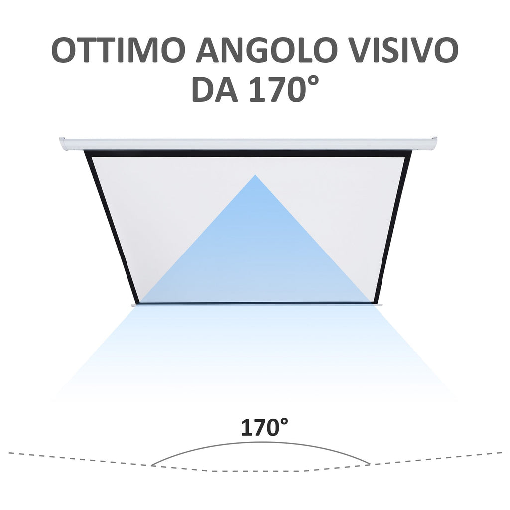 Easycomfort Schermo per Proiettore 100 Pollici Formato 4:3 Regolabile with Telecomando, Schermo di Proiezione Motorizzato Compatto, 203x152 cm, white