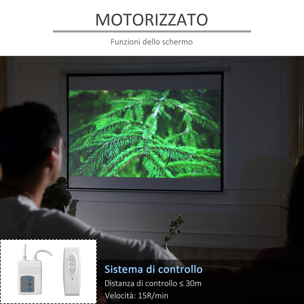 Easycomfort Schermo per Proiettore 120 Pollici Formato 4:3 Regolabile with Telecomando, Schermo di Proiezione Motorizzato Compatto, 244x183 cm, white