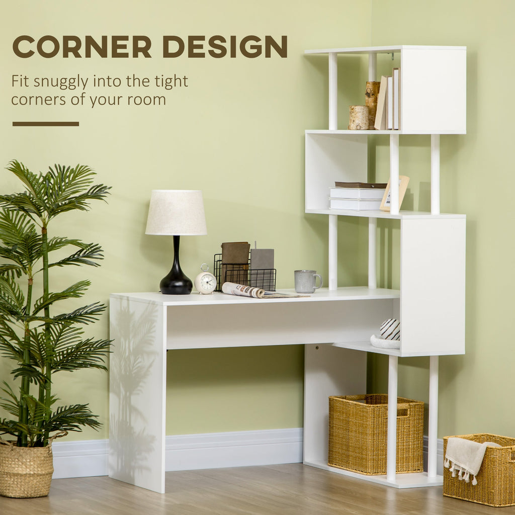 EasyComfort hoekbureau met 4 leLPGanken 120x80x176 cm wit