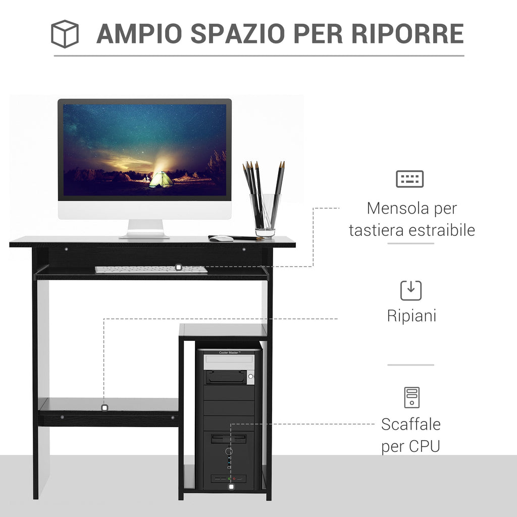 EasyComfort Modern pc-bureau 80x45x75 cm, zwart