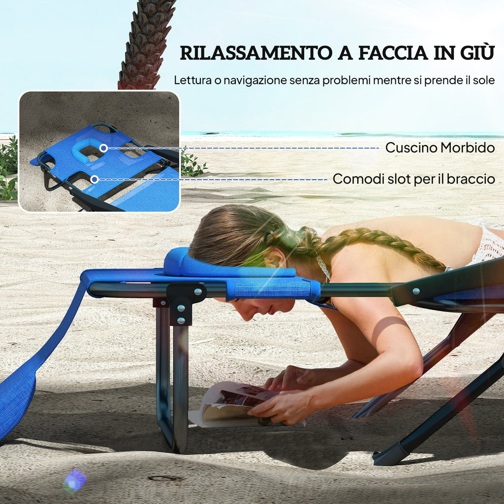 EasyComfort Sdraio da Giardino Pieghevole - Ligbed verstelbaar, donkerblauw