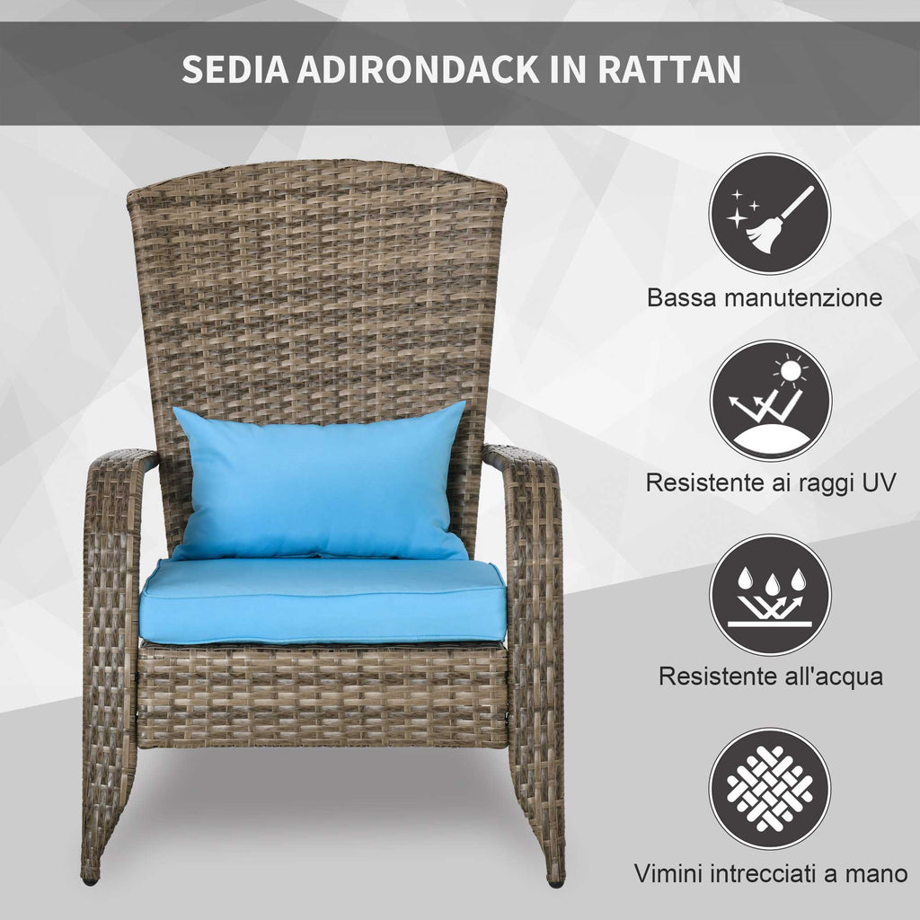 EasyComfort Adironrack Tuinstoel met armleuningen — rattan/staal, draagvermogen 160 kg