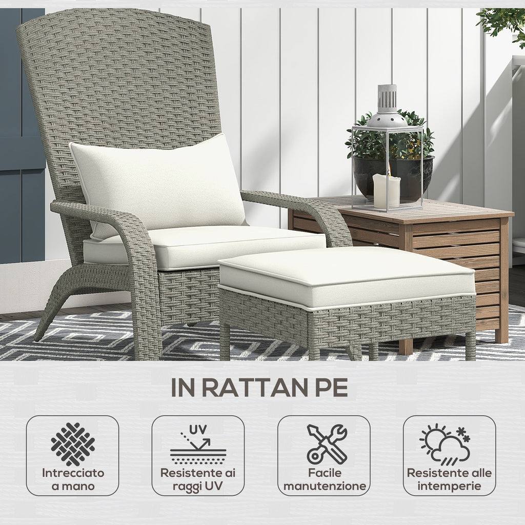 EasyComfort Sedia da Giardino tuinstoel met voetenbank, 64x82x89 cm