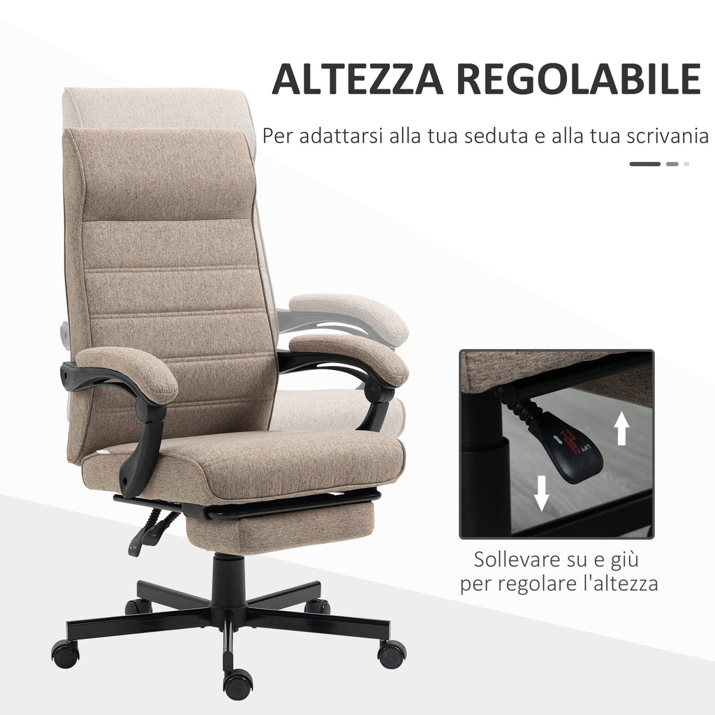 Easycomfort Sedia da Ufficio with Altezza Regolabile, Poggiapiedi Incluso e Seduta Imbottita, 68x67x106-114 cm, Marrone