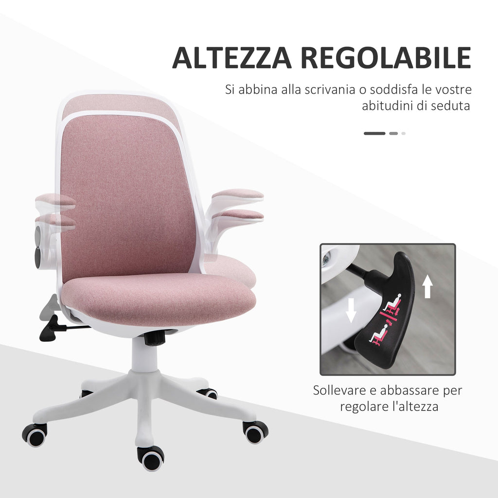 EasyComfort Sedia da Ufficio Ergonomica Bureaustoel 62.5x60x94-104 cm, roze/wit