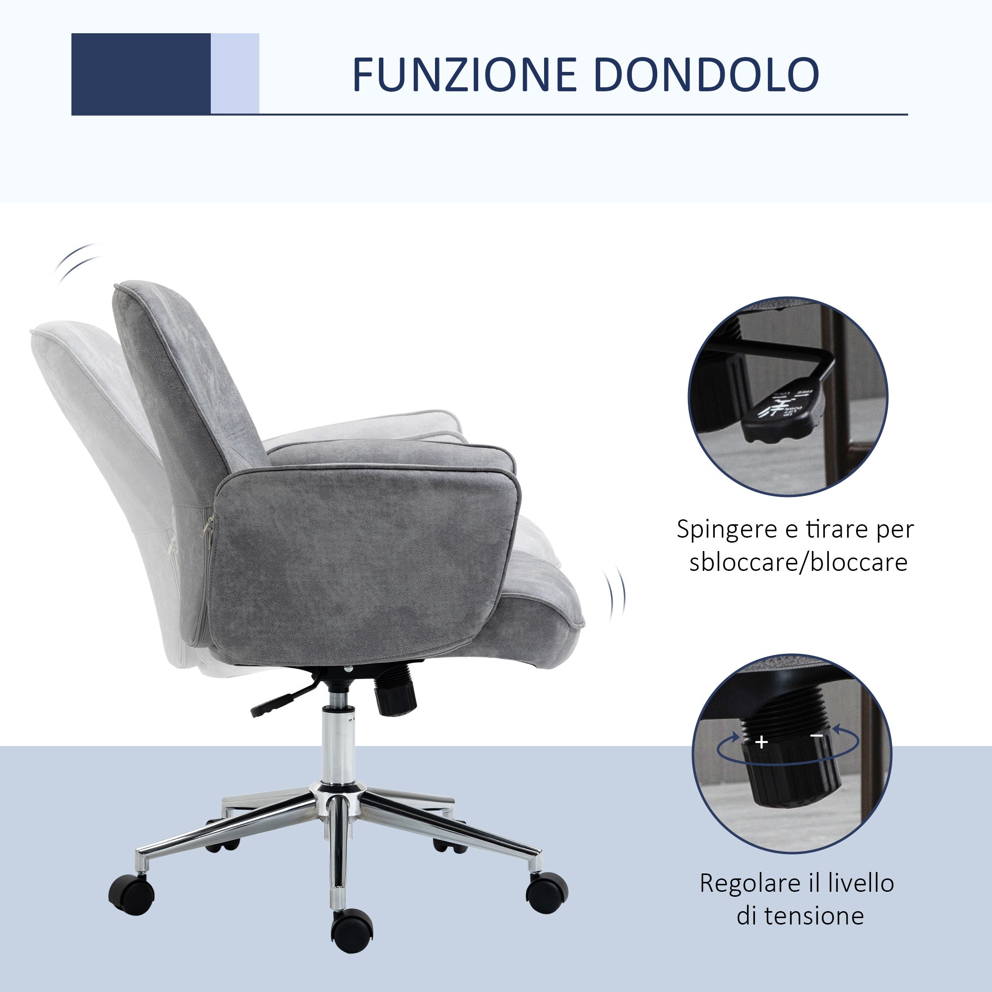 EasyComfort ergonomische bureaustoel microvezel grijs 67x69x92-102 cm