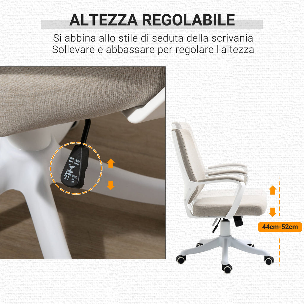 EasyComfort Sedia ergonomische bureaustoel, verstelbaar 92–100 cm, beige