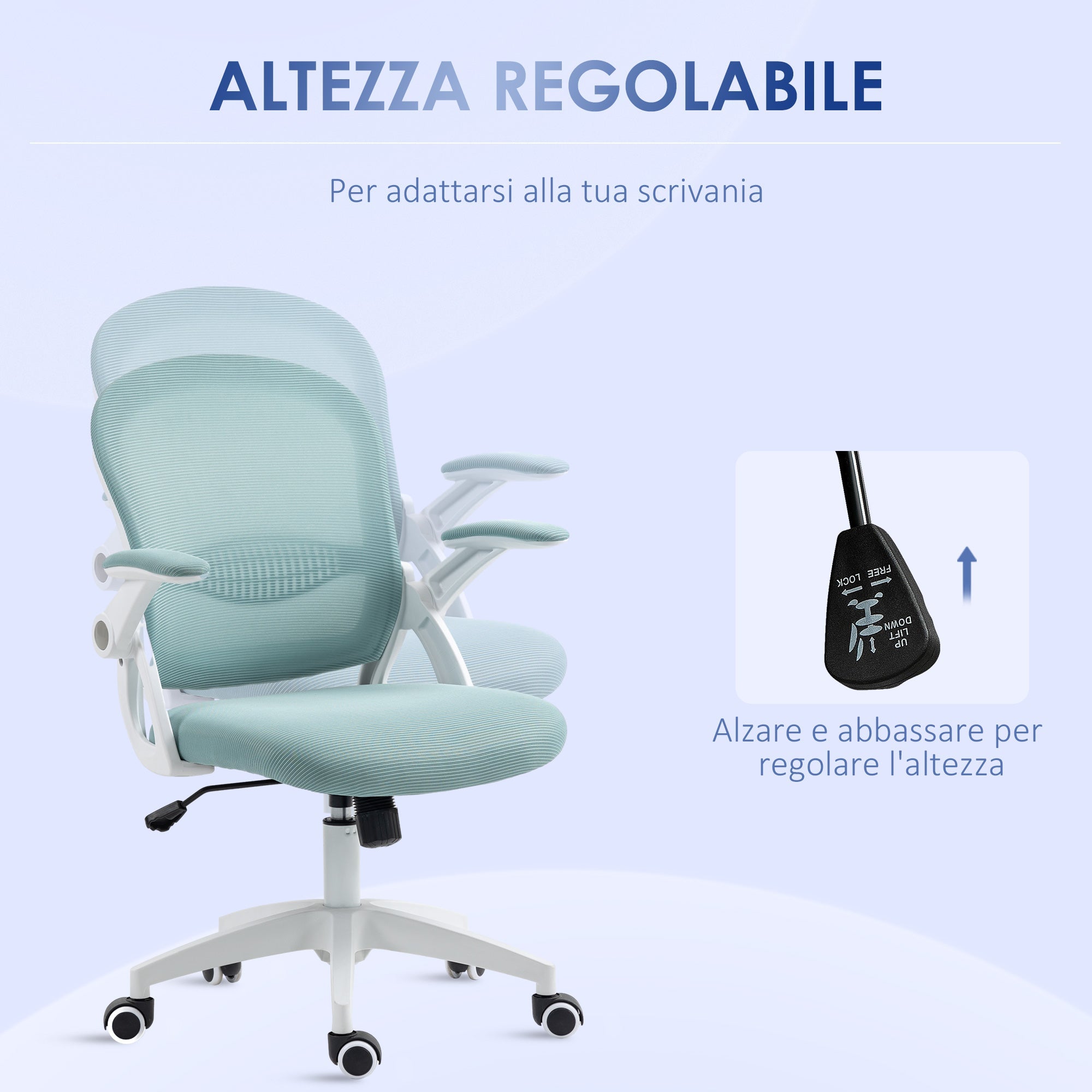 EasyComfort Ergonomische bureaustoel met mesh rug, verstelbaar, 65.5x61.5x88-97.5 cm