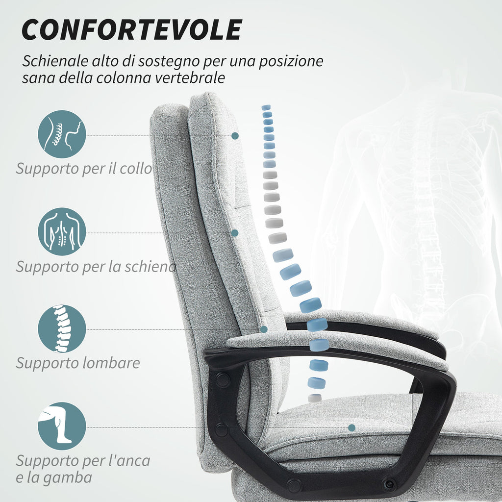 EasyComfort Ergonomische bureaustoel hoge rug, in hoogte verstelbaar, schommelfunctie, grijs