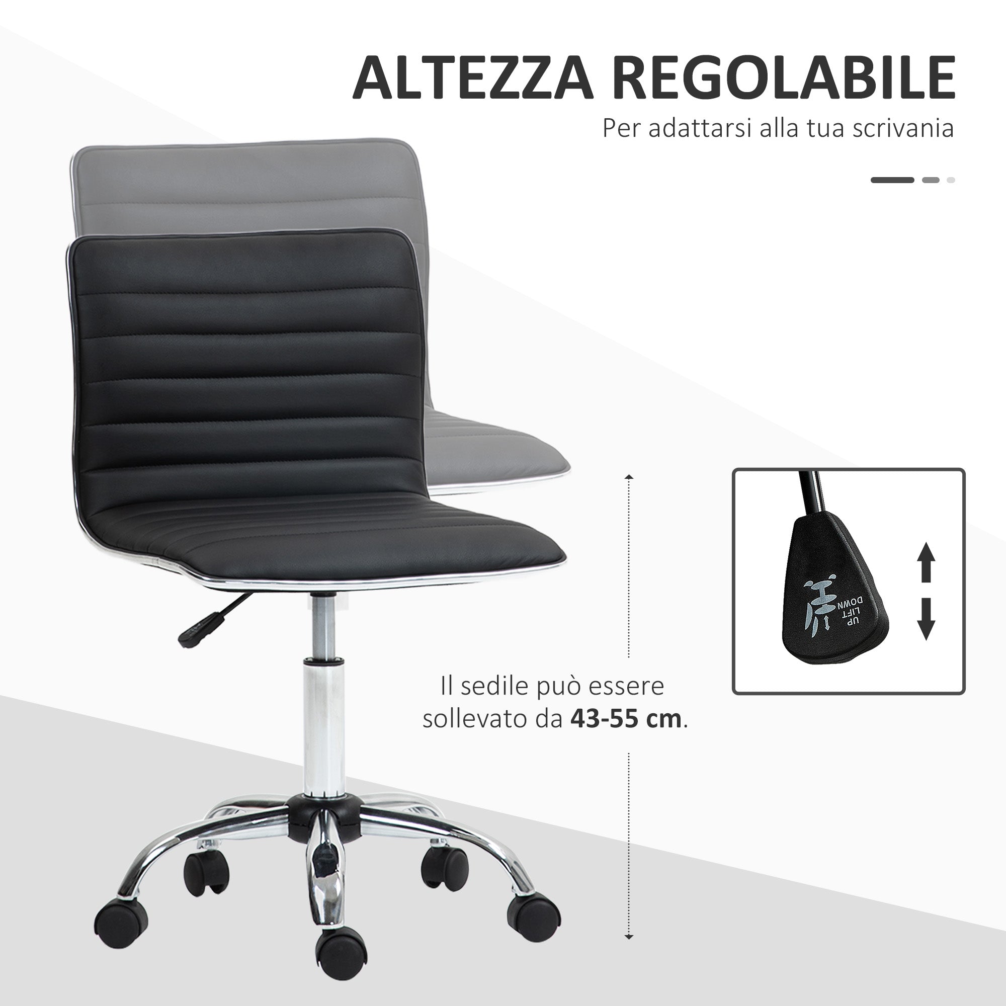EasyComfort Ergonomische bureaustoel PU-leer, verstelbaar, 360° draaibaar, zwart