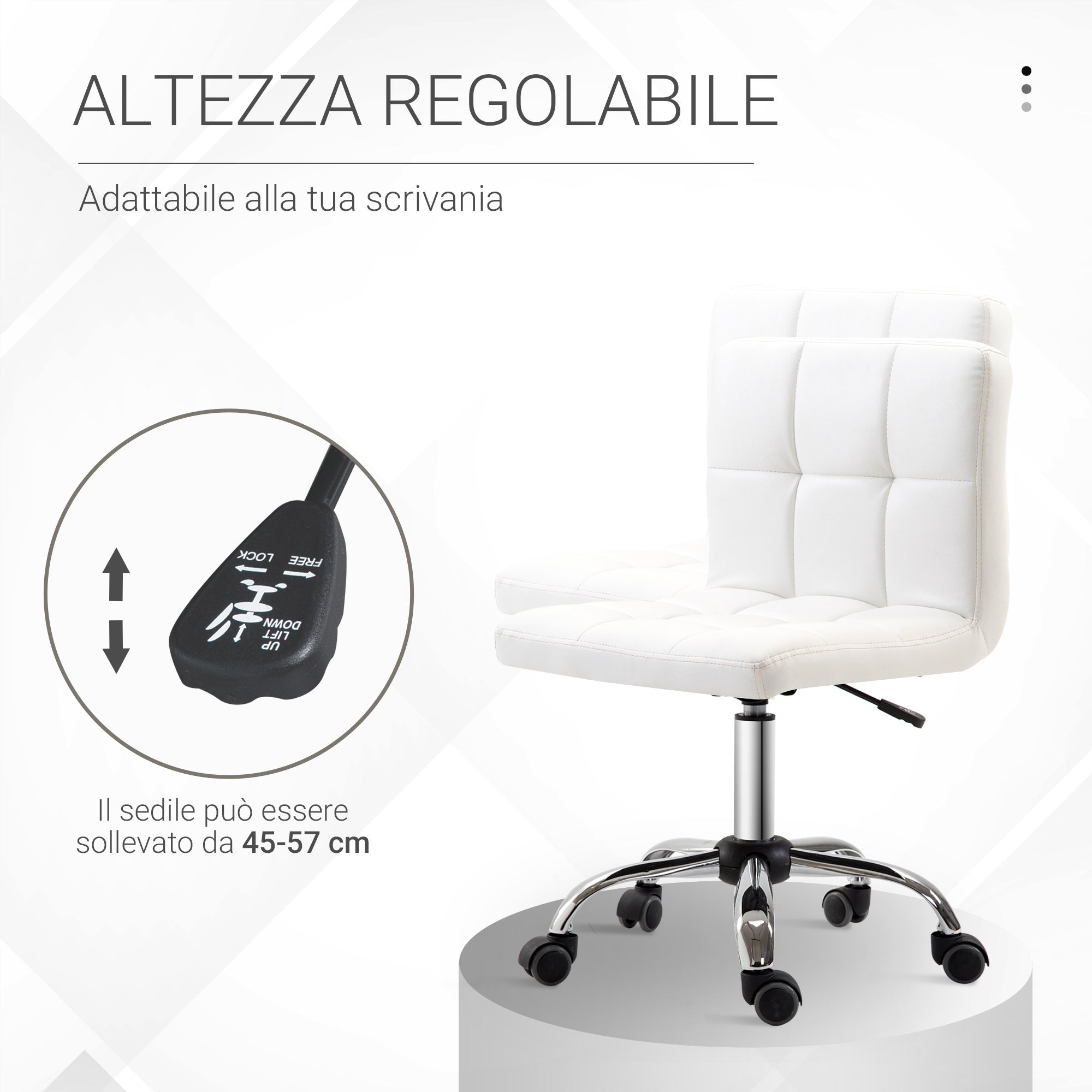 Easycomfort Sedia da Ufficio Ergonomica, Sedia Girevole Altezza Regolabile in Pelle Sintetica 46 × 51 × 80-92cm