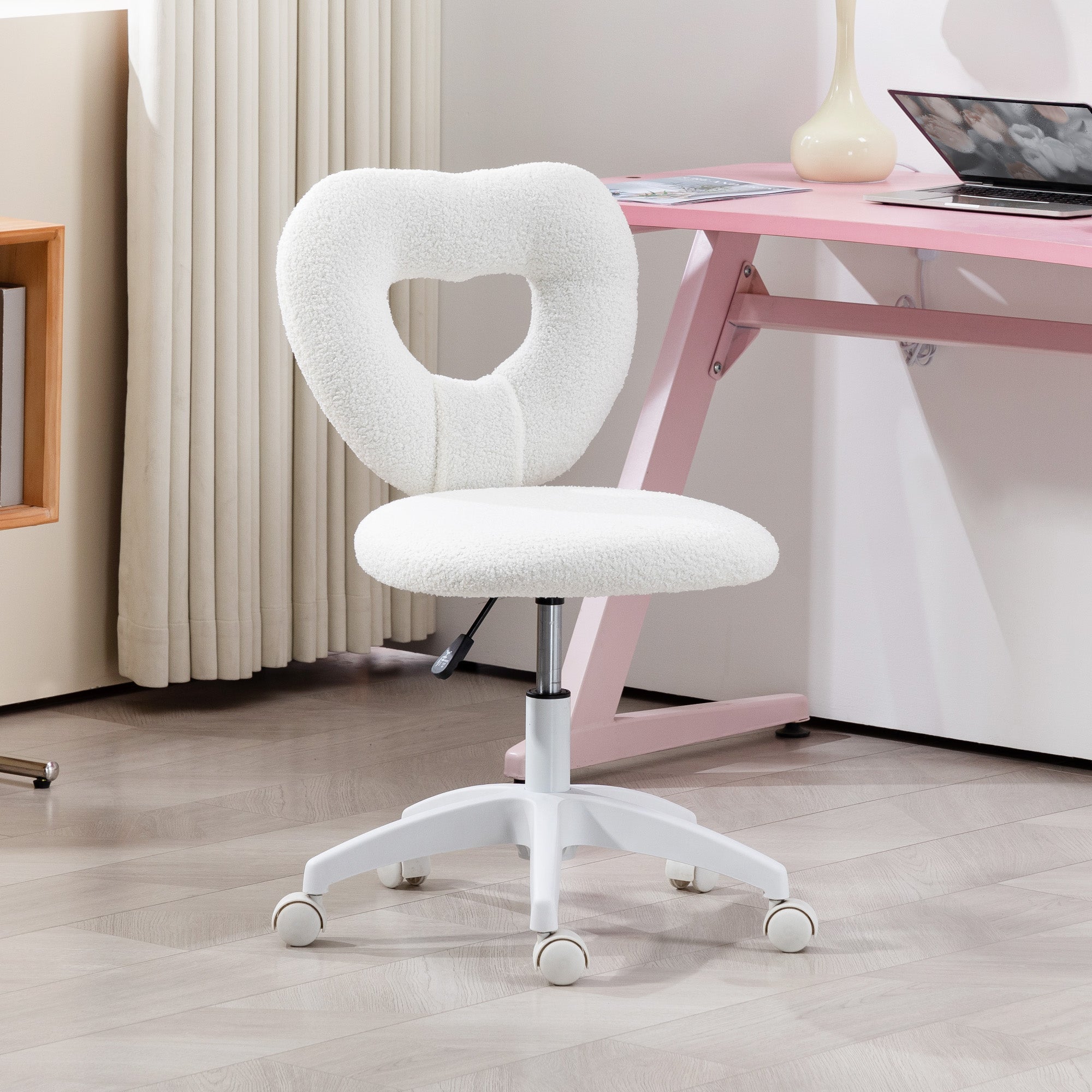 EasyComfort Bureaustoel teddyvelvet wit 45x56x78-88 cm