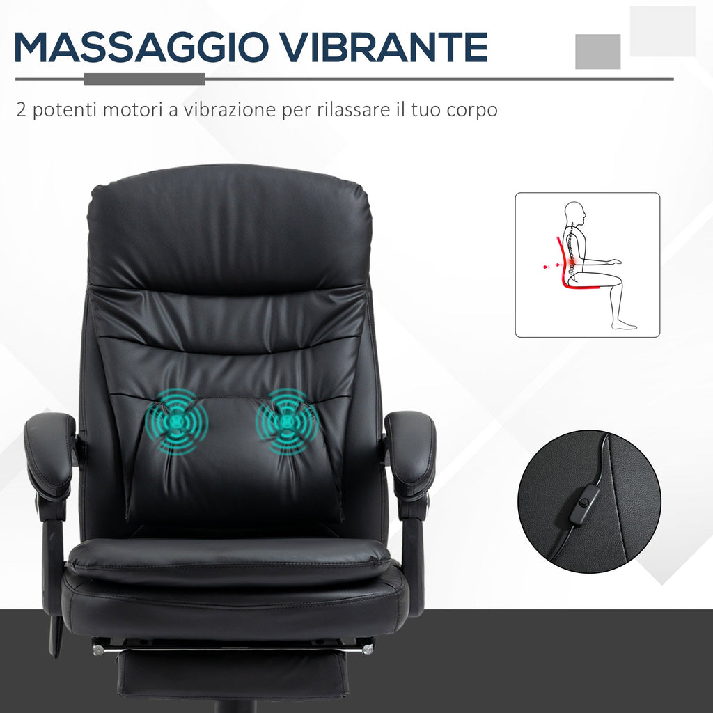 EasyComfort bureaustoel met massage, kunstleer, zwart, 64x69x107-115 cm