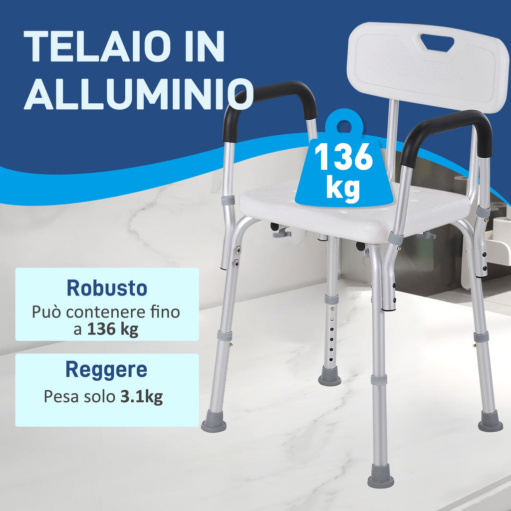 EasyComfort Sedia douchestoel aluminium, verstelbaar 71-84 cm (136 kg)