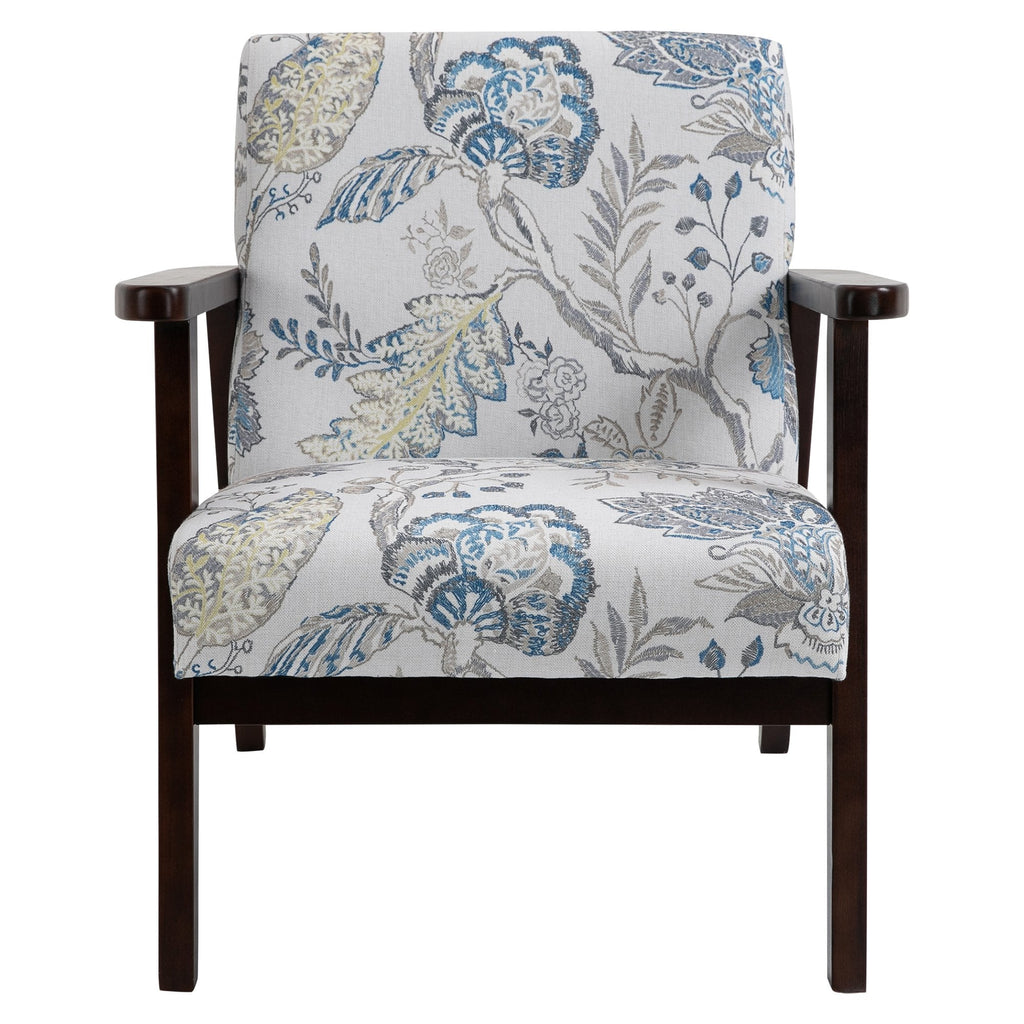 Easycomfort Sedia per Soggiorno Poltroncina Imbottita with Braccioli in Legno e Tessuto Traspirante per Casa e Ufficio, a Fiori, 68.5x78.5x75cm