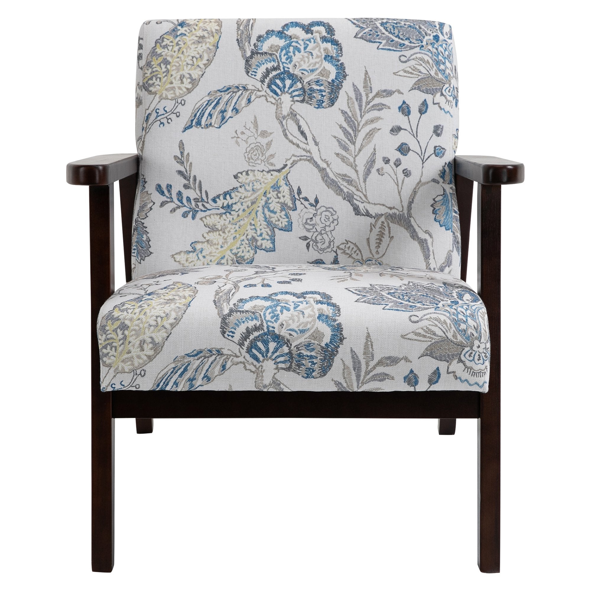 Easycomfort Sedia per Soggiorno Poltroncina Imbottita with Braccioli in Legno e Tessuto Traspirante per Casa e Ufficio, a Fiori, 68.5x78.5x75cm