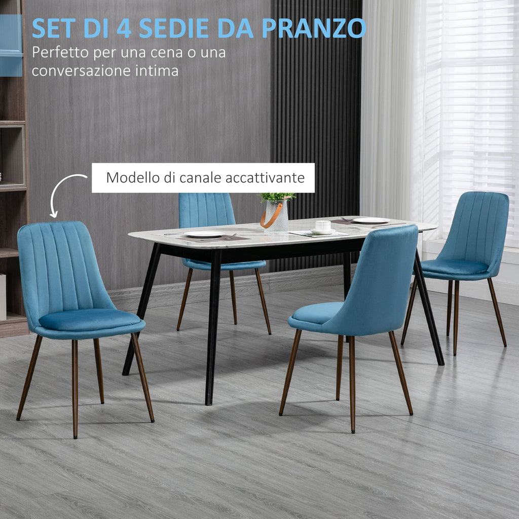 Easycomfort Sedie da Cucina Imbottite, Set 4 Pezzi in Poliestere e Acciaio, 47x55x86 cm, Blu