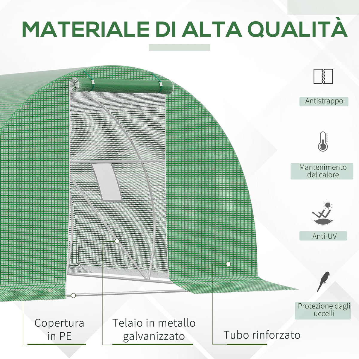 EasyComfort Tunnelkas 3x3x2 m met PE-doek en 4 ramen