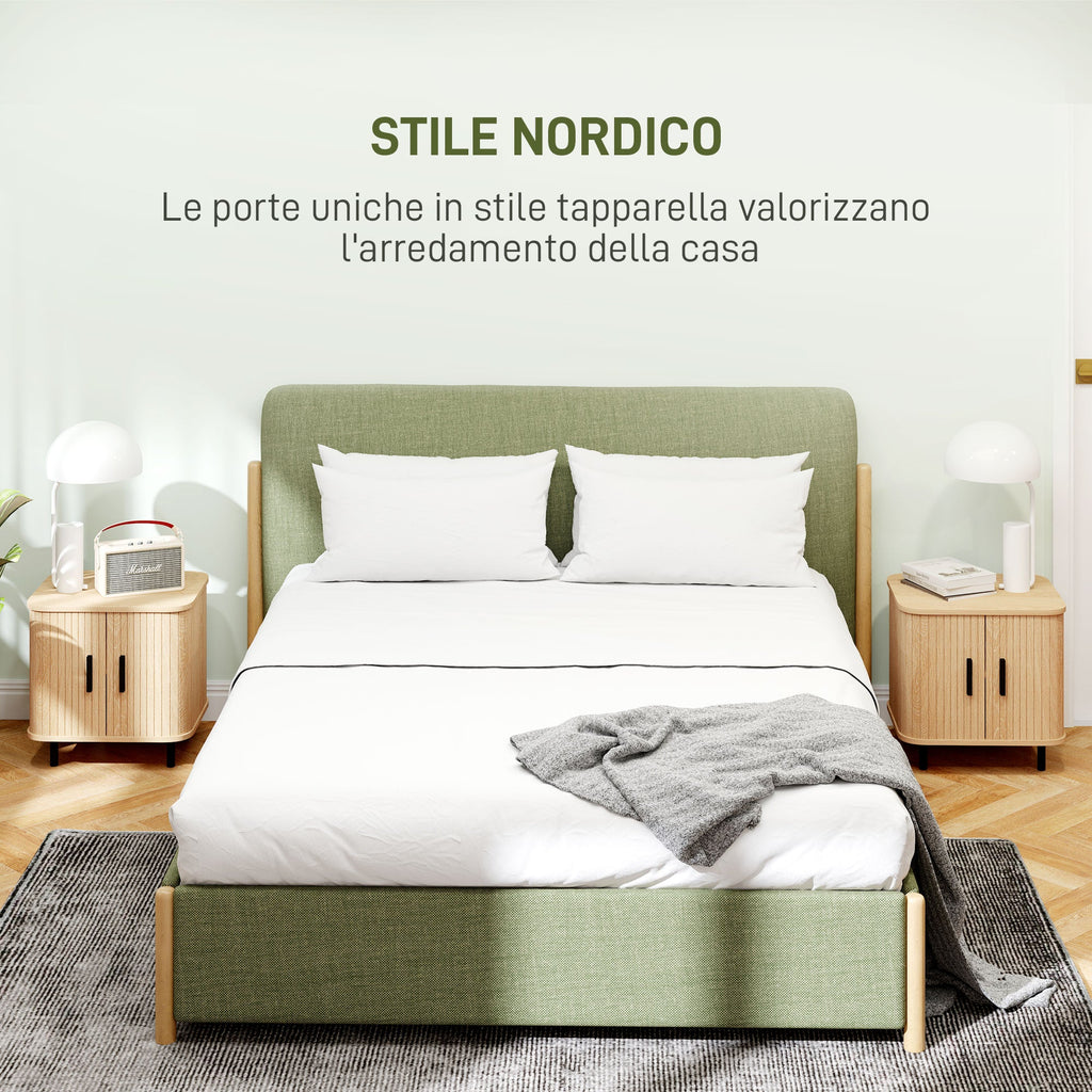 EasyComfort Set 2 Comodini in stile Nordico with Ripiano a 2 Livelli, in Legno e Acciaio, 48x40x48 cm, black e Rovere