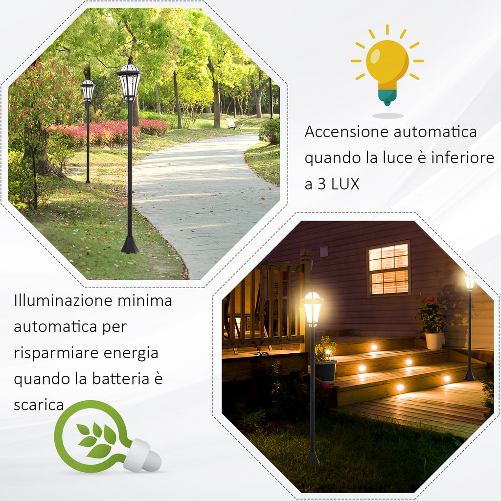 EasyComfort Set 2 zonne-tuinfakkels met 2 LED, Zwart