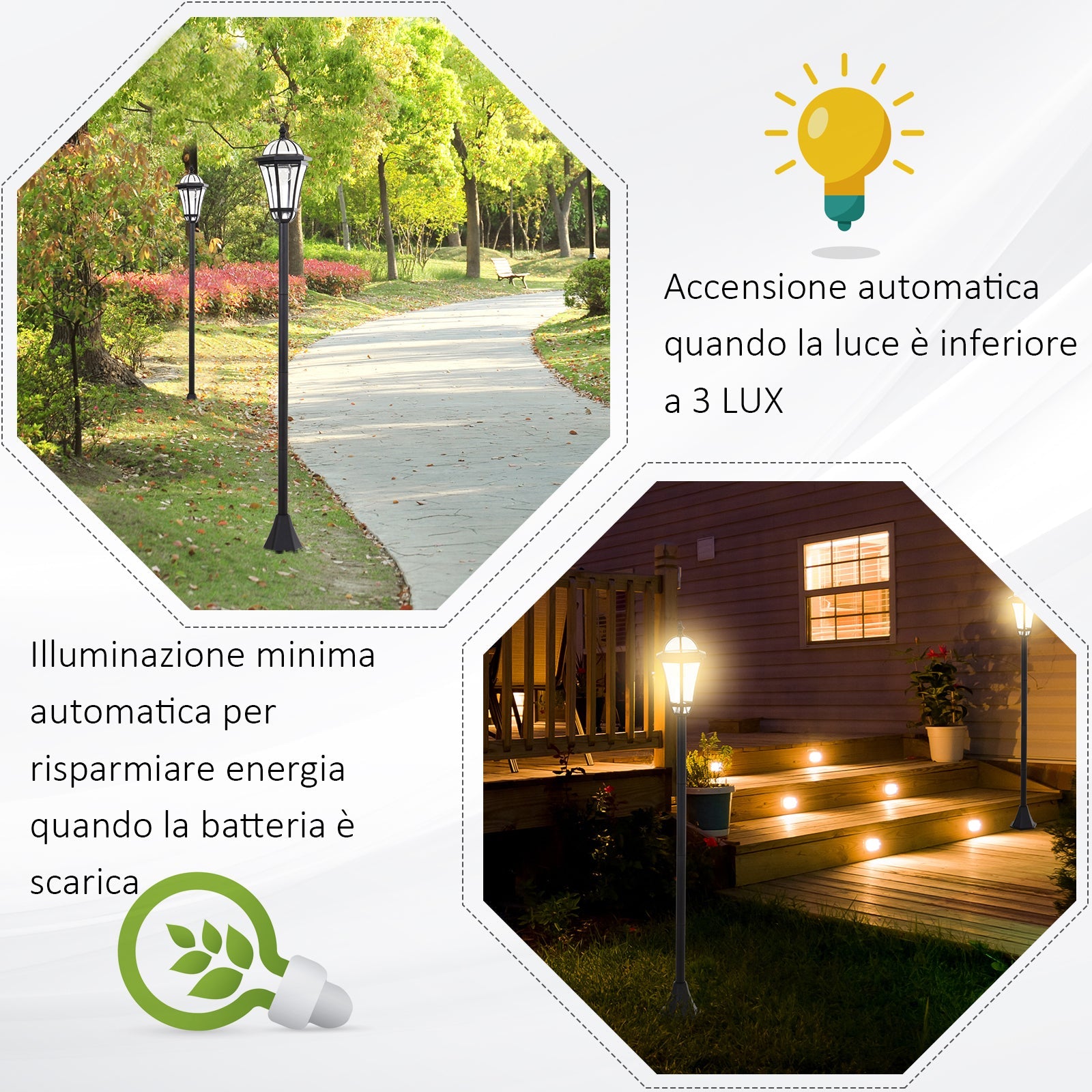 EasyComfort Set 2 zonne-tuinfakkels met 2 LED, Zwart