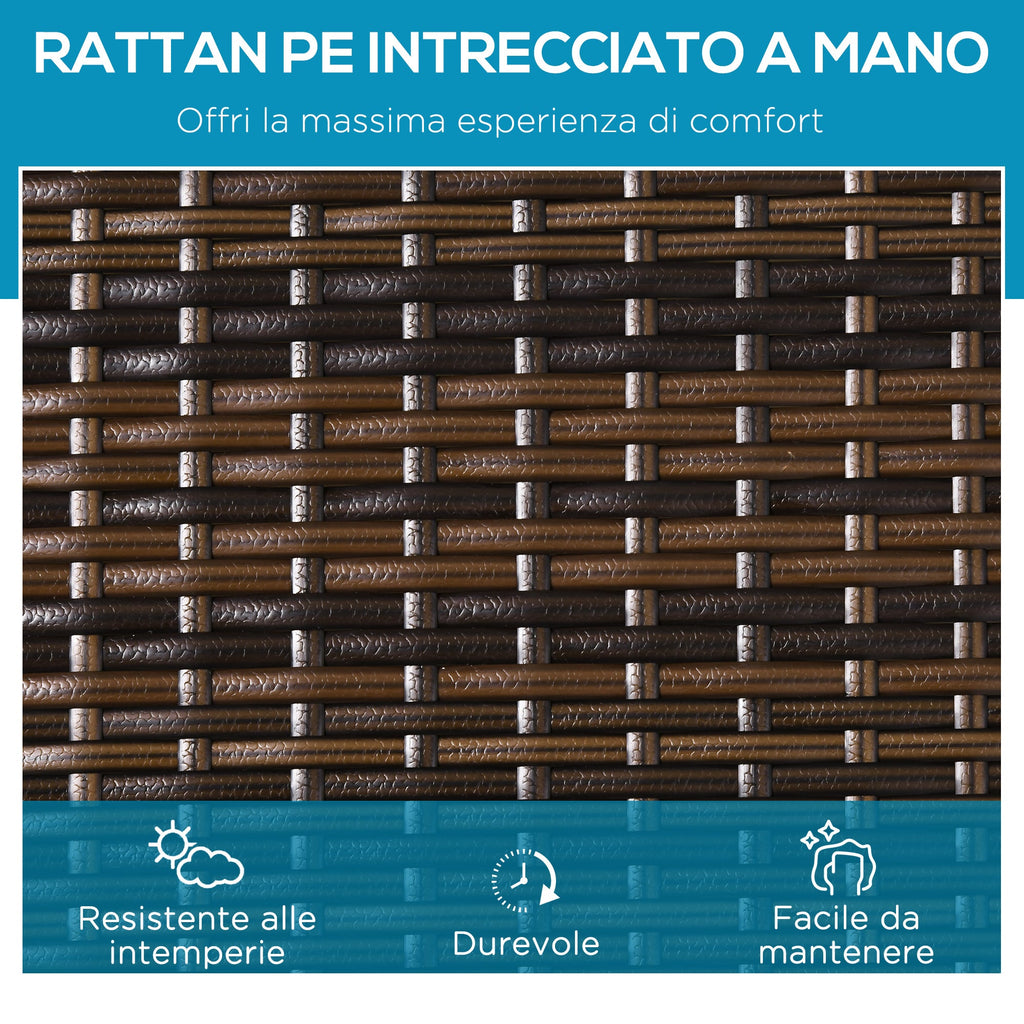 EasyComfort Set 2 ligbedden rattan PE met kussen, 196x60x22 cm