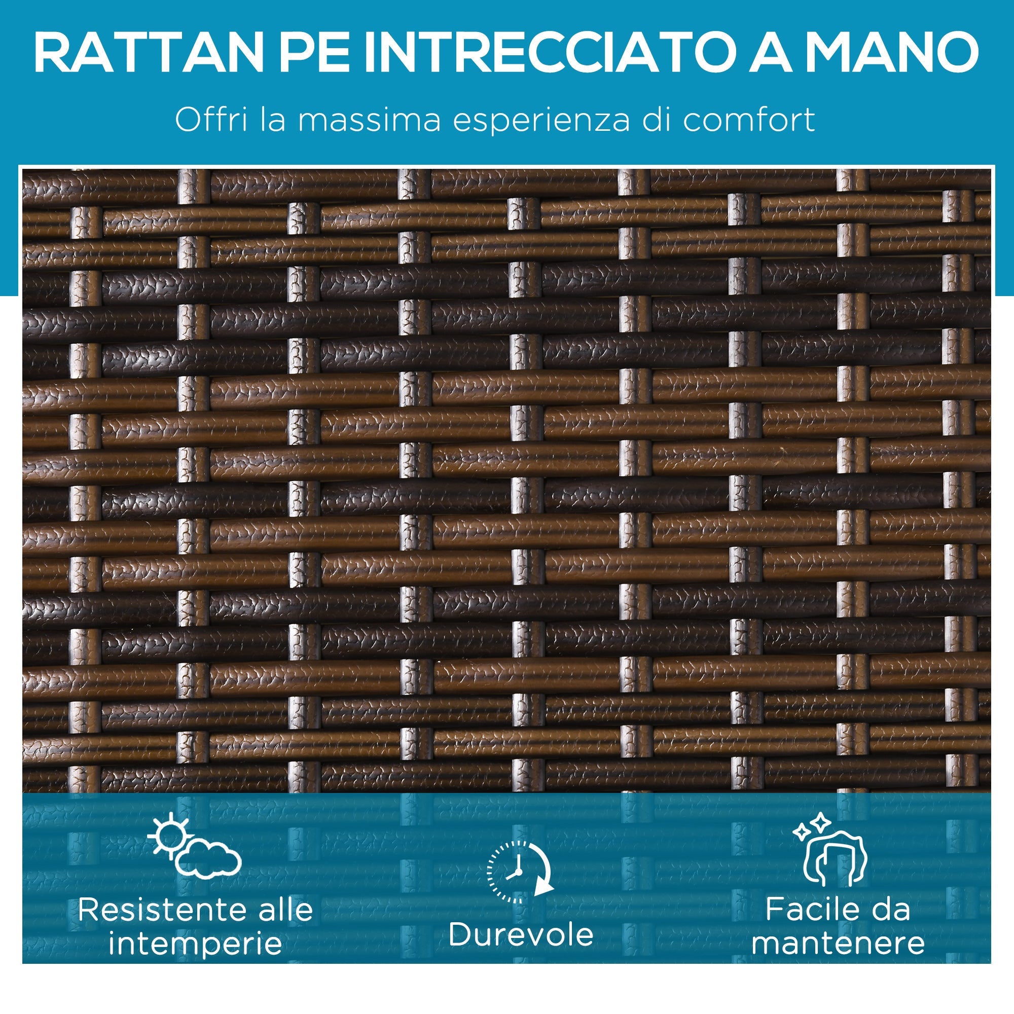 EasyComfort Set 2 ligbedden rattan PE met kussen, 196x60x22 cm