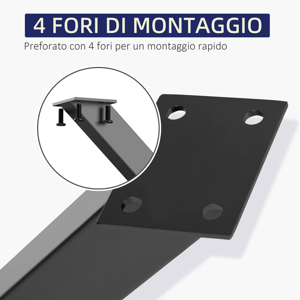 EASYCOMFORT Set of 2 Pieces X-Shaped Steel Table Legs with 16 Screws Included, Pre-drilled Legs with 4 Holes, 80x4x72cm, Black