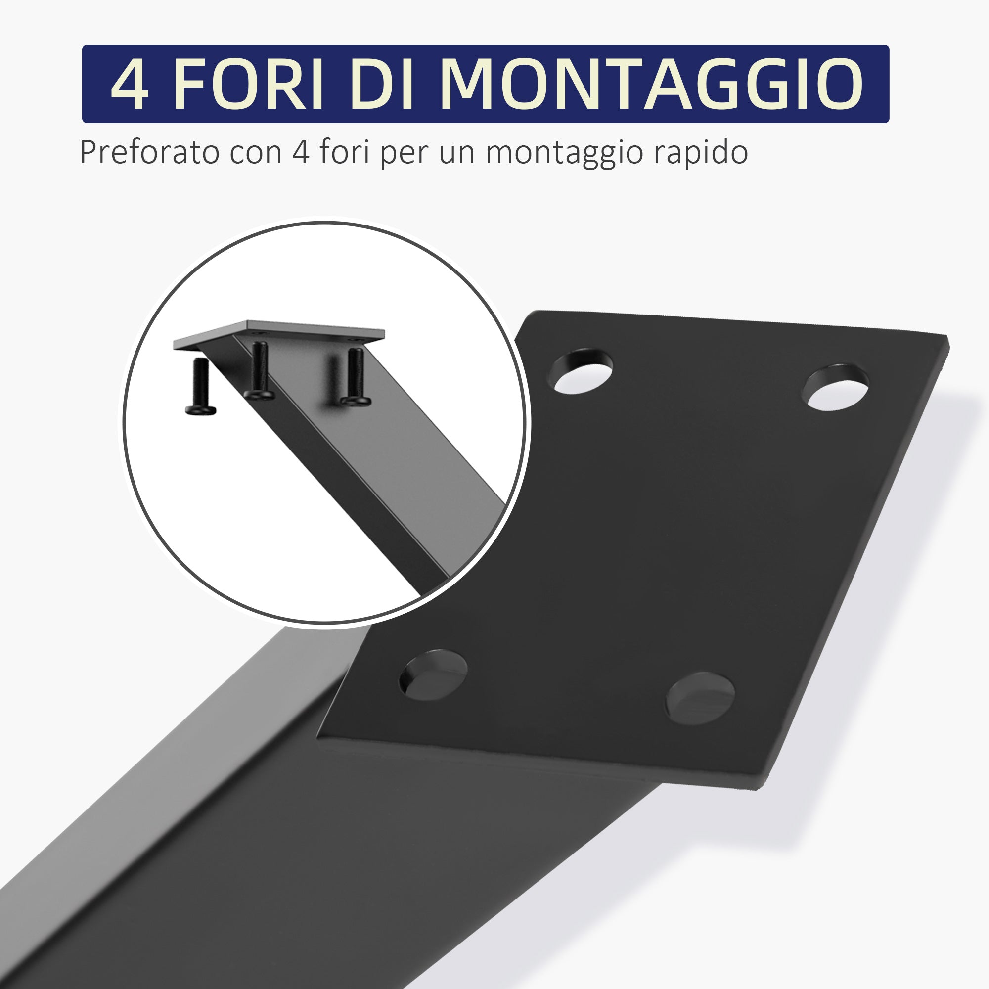 EASYCOMFORT Set of 2 Pieces X-Shaped Steel Table Legs with 16 Screws Included, Pre-drilled Legs with 4 Holes, 80x4x72cm, Black