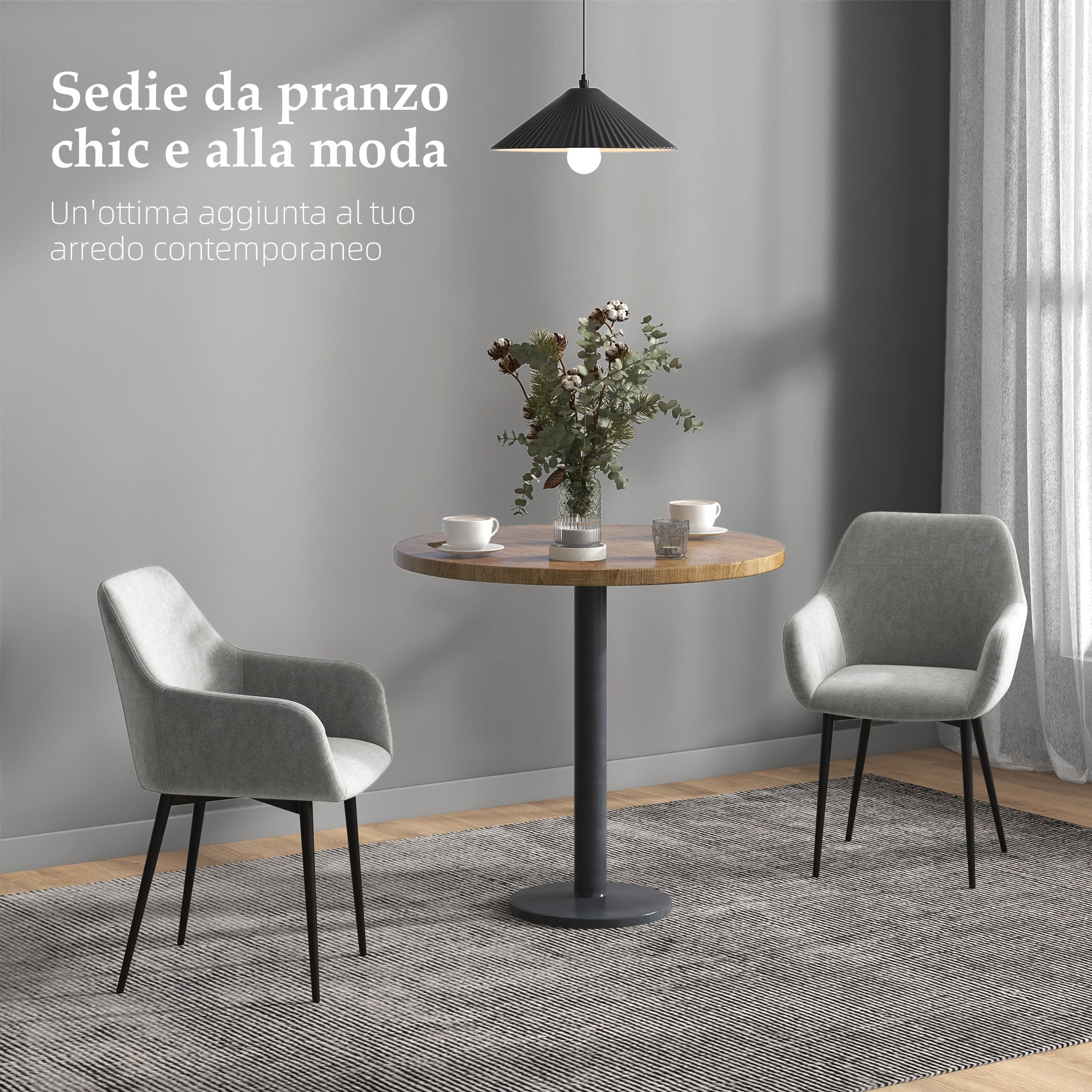 EasyComfort Set van 2 Eetkamerstoelen fluweellook, 54x57x80 cm, donkergrijs
