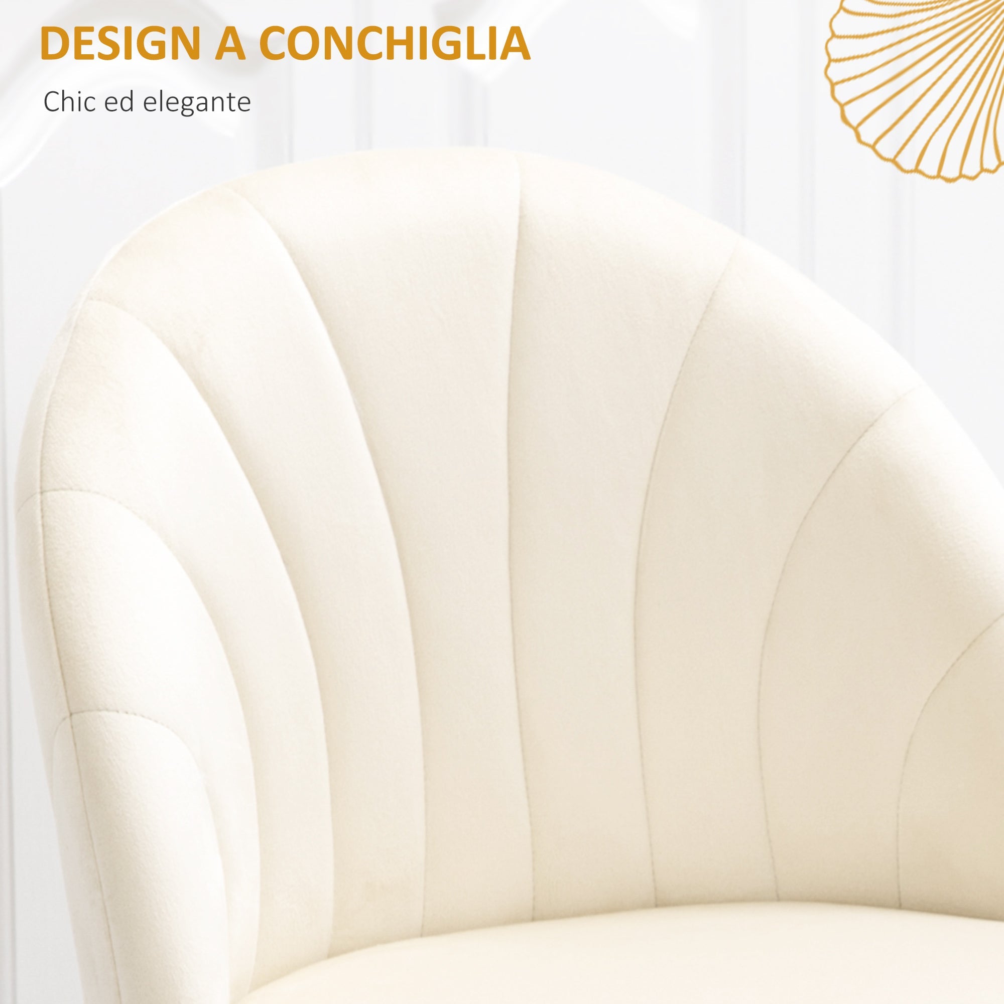 Easycomfort Set 2 Sedie da Salotto e Sala da Pranzo Imbottite, in Metallo e Tessuto Effetto Velluto Beige, 52x54x79 cm