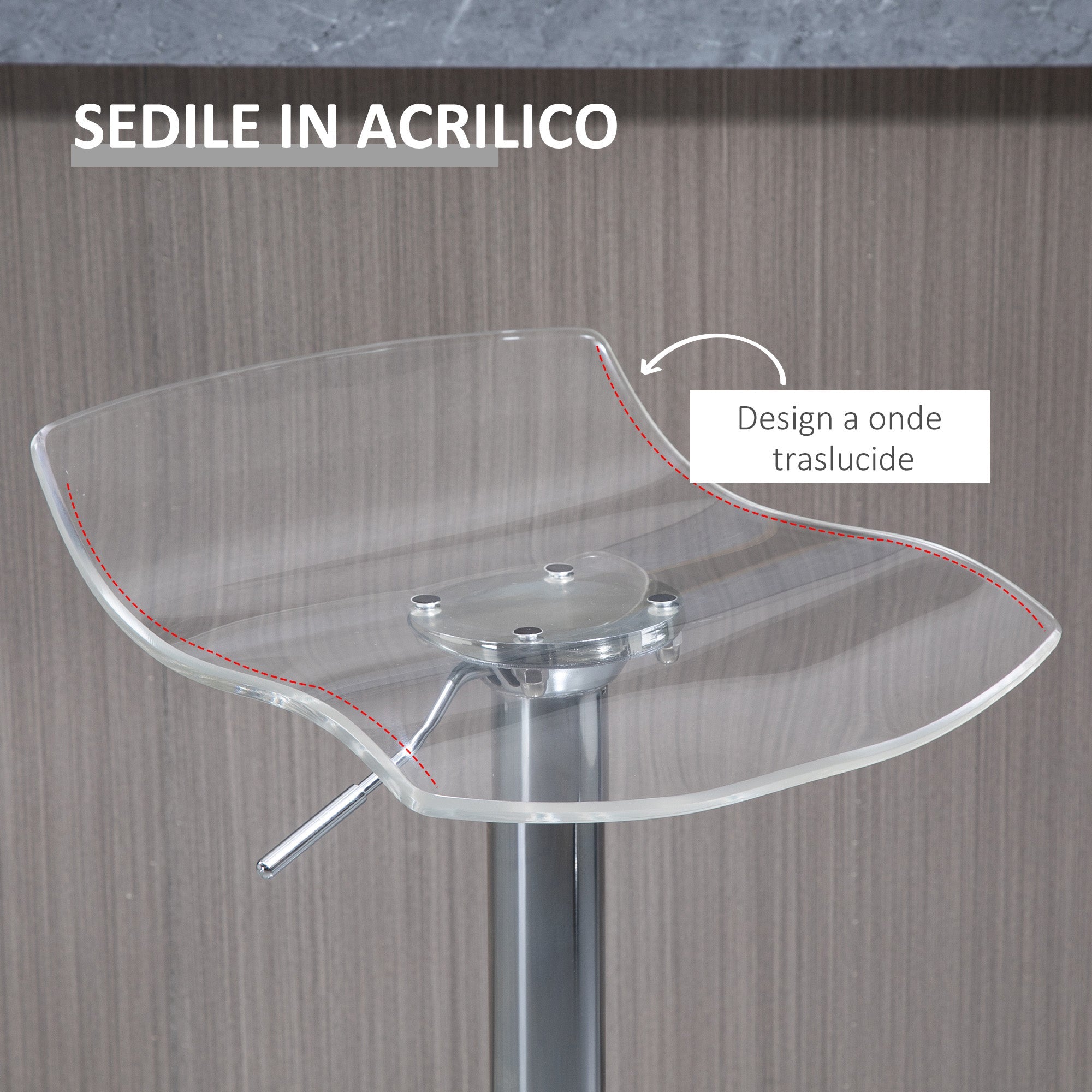 EasyComfort Sgabelli Alti da Bar Moderno barkruk set van 2, verstelbaar, transparant
